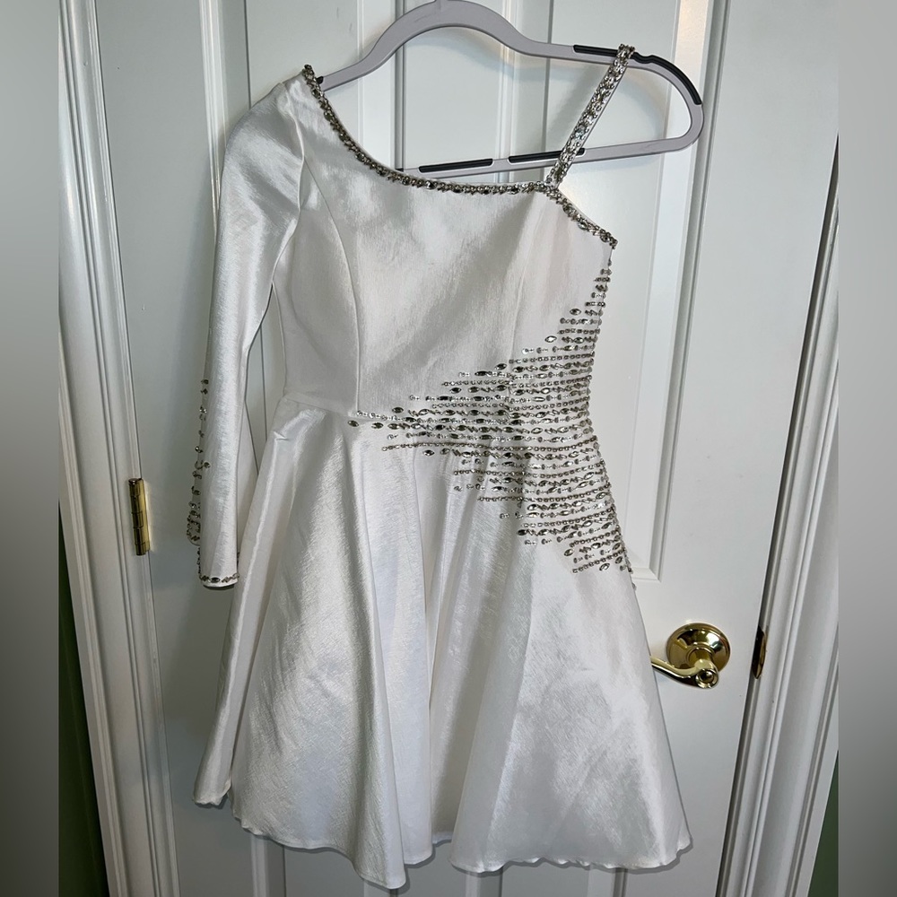 Little Rosie Girls Cocktail Dress - White - Size 10